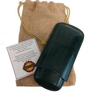 Tampa Fuego Green Exotic Genuine Lizard Leather Cigar Case